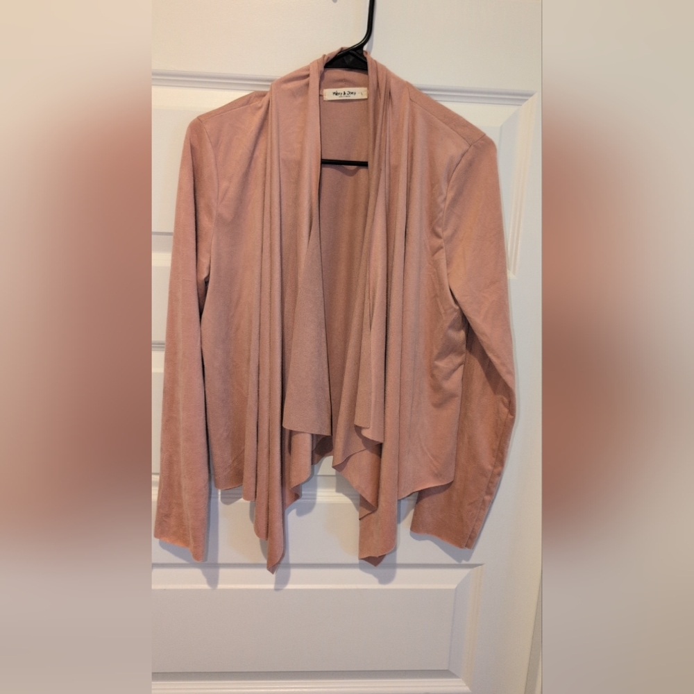 Open-Front Draped Blazer in Dusty Rose - Picture 8 of 13